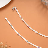 Colour Beads Round Enamel Silver Anklet