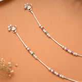 Dual Round Enamel Design Silver Anklet