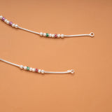 Dual Round Enamel Design Silver Anklet