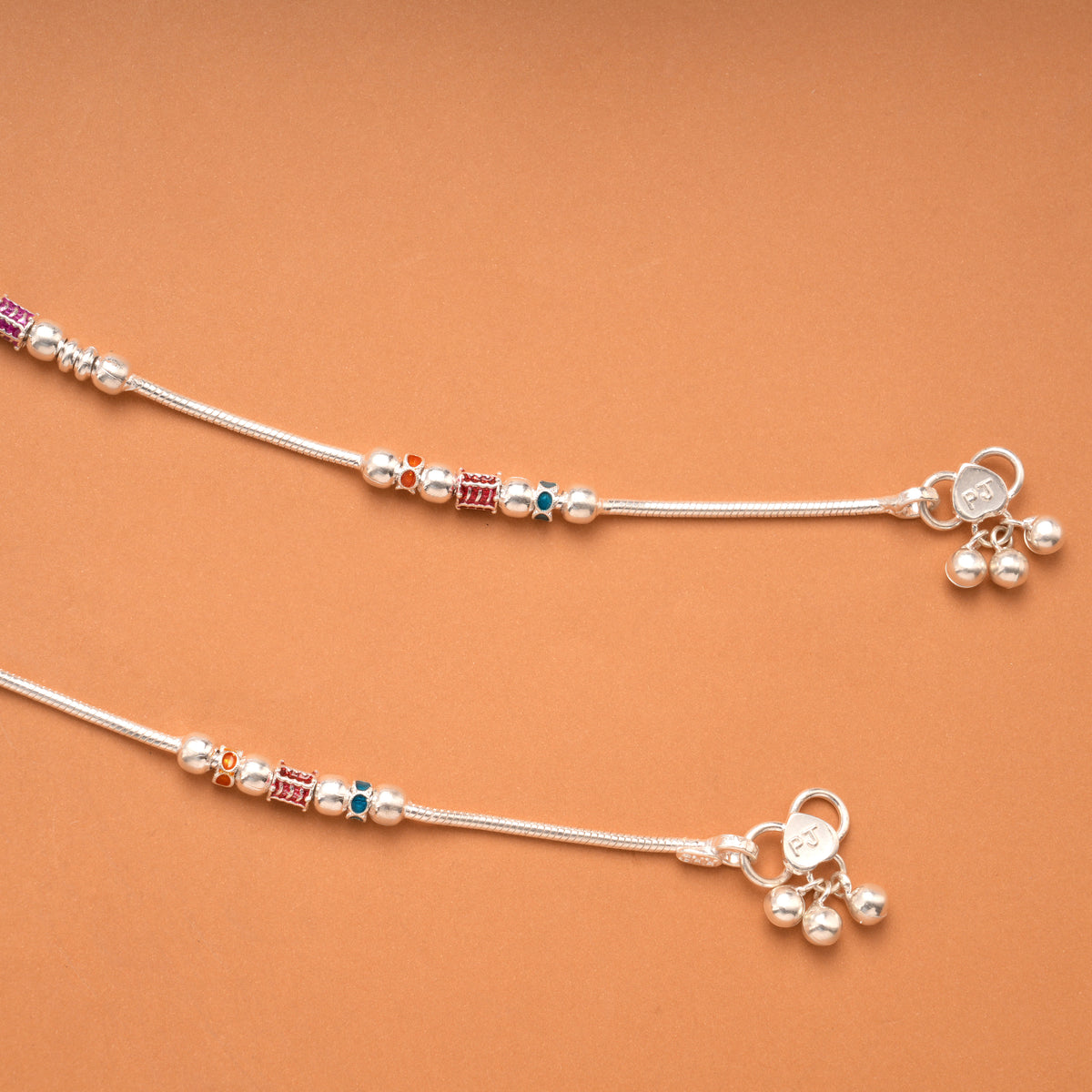 Heritage Beads Enamel Colour Silver Anklet