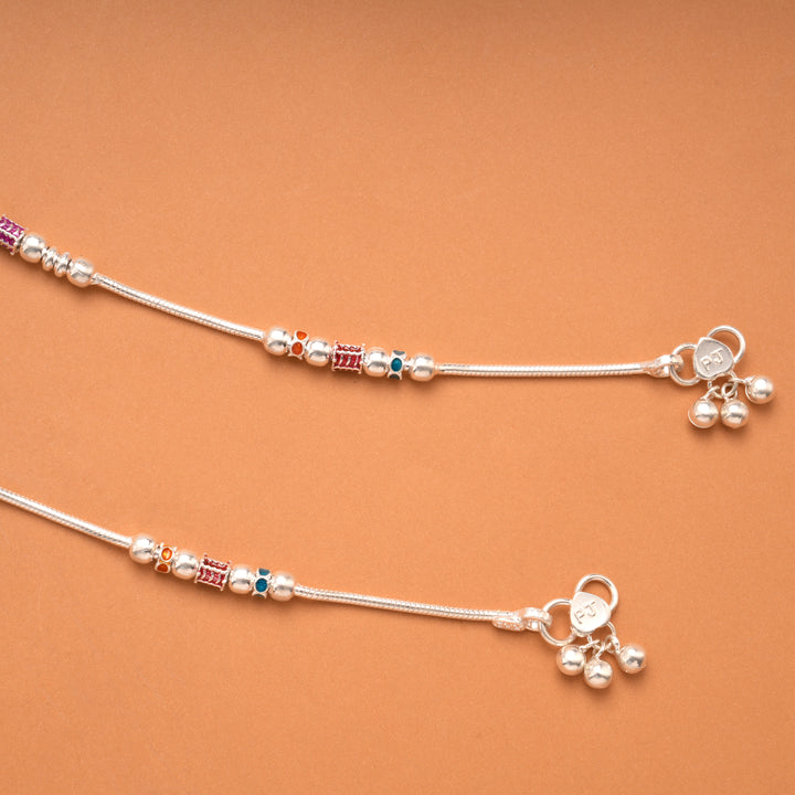 Heritage Beads Enamel Colour Silver Anklet