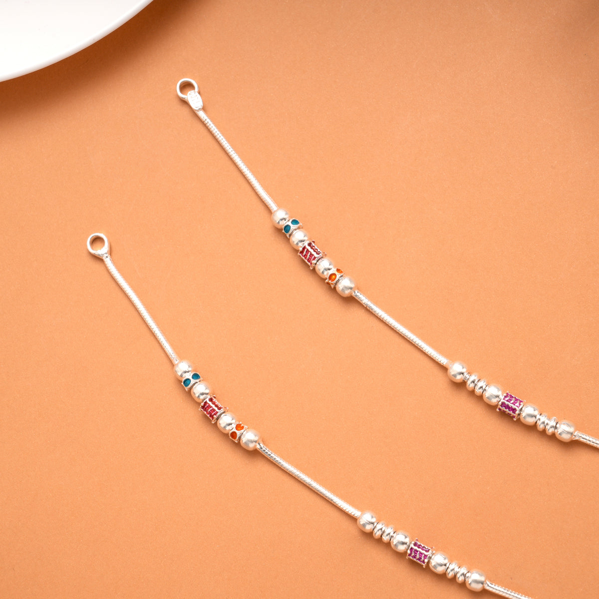 Heritage Beads Enamel Colour Silver Anklet