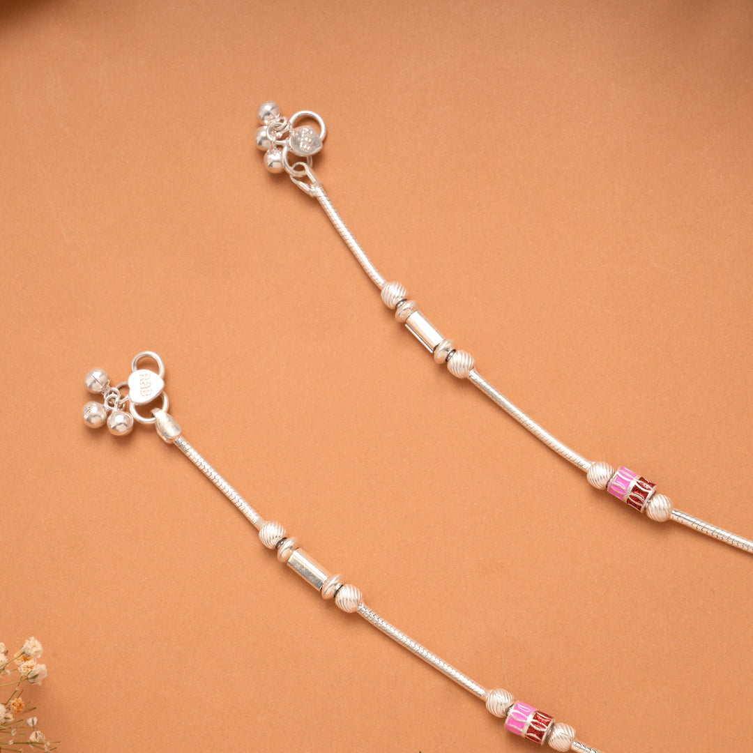 Vibrant Colour Enamel Silver Anklet