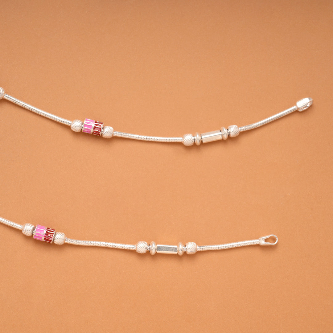 Vibrant Colour Enamel Silver Anklet