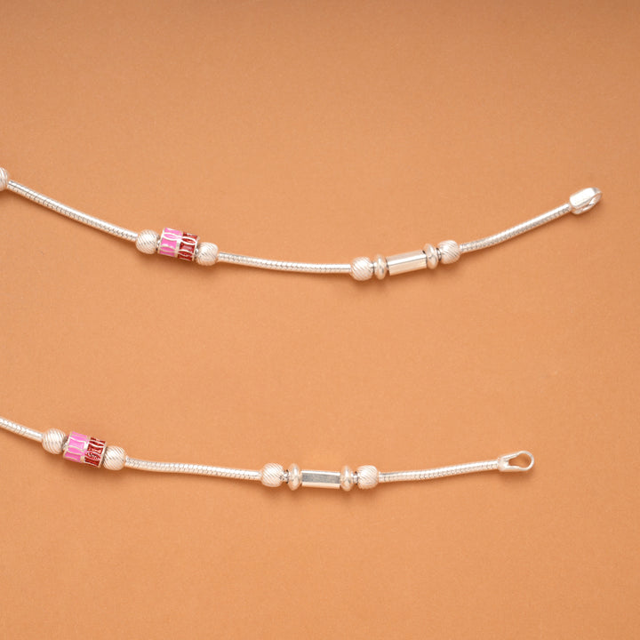 Vibrant Colour Enamel Silver Anklet