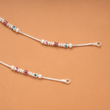 Stylish Spiral Beads Silver Anklet
