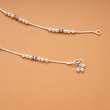 Classic Cylindrical Enamel Pattern Silver Anklet