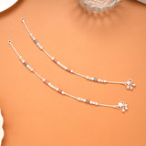 Minimal Design Colour Drops Silver Anklet