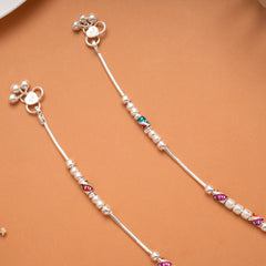 Vibrant Colour Enamel Drops Silver Anklet
