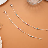 Vibrant Colour Enamel Drops Silver Anklet