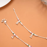 Fancy Star Enamel Silver Anklet