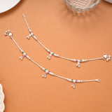 Fancy Star Enamel Silver Anklet