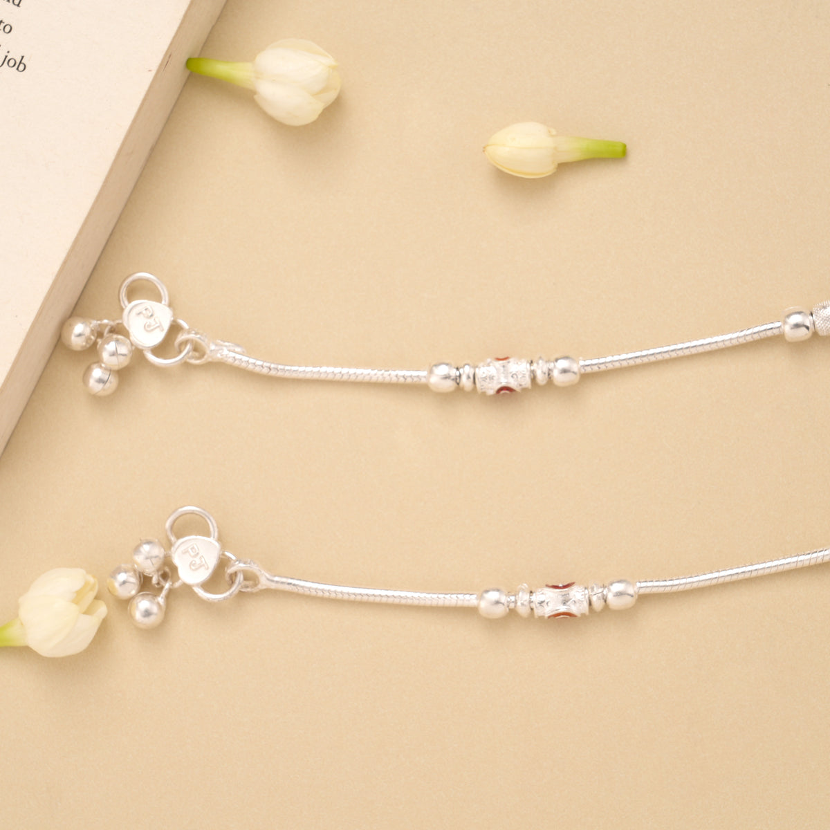 Fancy Aurora Beaded Silver Anklet