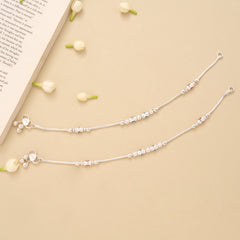 Fancy Aurora Beaded Silver Anklet