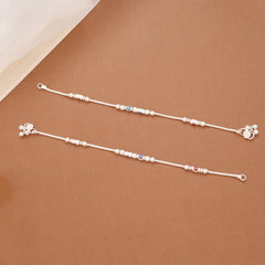 Multicolour Heart Enamel Beaded Silver Anklets