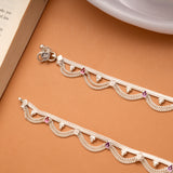 Classic Chain Design Floral Silver Anklets