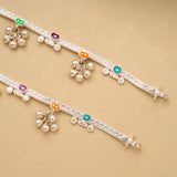Premium Heart Enamel with Drops Baby Silver Anklet