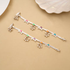 Premium Heart Enamel with Drops Baby Silver Anklet