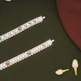 Trendy Multicolour Enamel Heart Design Silver Anklets