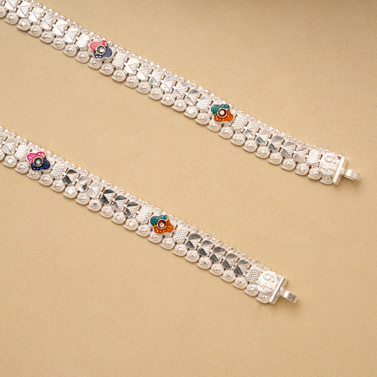 Bold Star Enamel Silver Baby Anklet