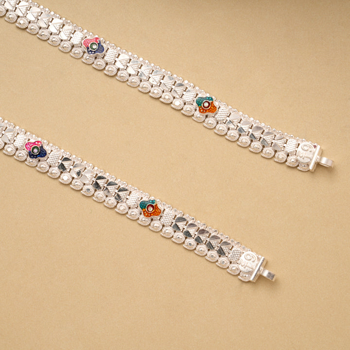 Bold Star Enamel Silver Baby Anklet