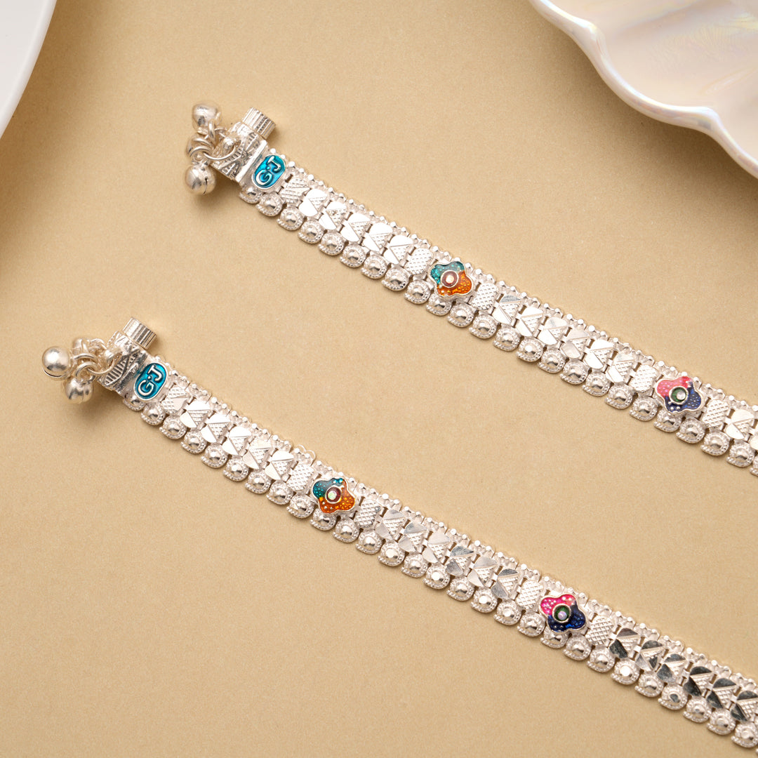 Bold Star Enamel Silver Baby Anklet
