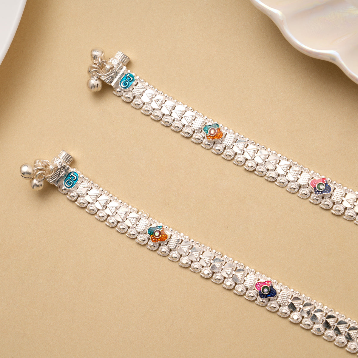 Bold Star Enamel Silver Baby Anklet
