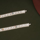 Minimal Multicolour Heart Enamel Silver Anklets