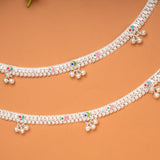Modern Multi Color Enamel Silver Anklets
