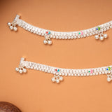Modern Multi Color Enamel Silver Anklets