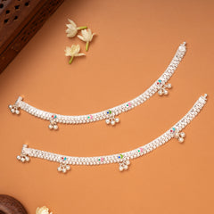 Modern Multi Color Enamel Silver Anklets
