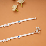 Elegant Enamel Beaded Silver Anklets