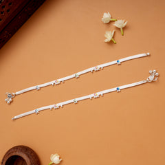 Elegant Enamel Beaded Silver Anklets