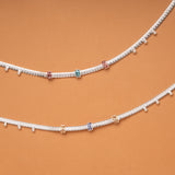 Triple Beaded Enamel Silver Anklets