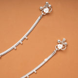 Triple Beaded Enamel Silver Anklets