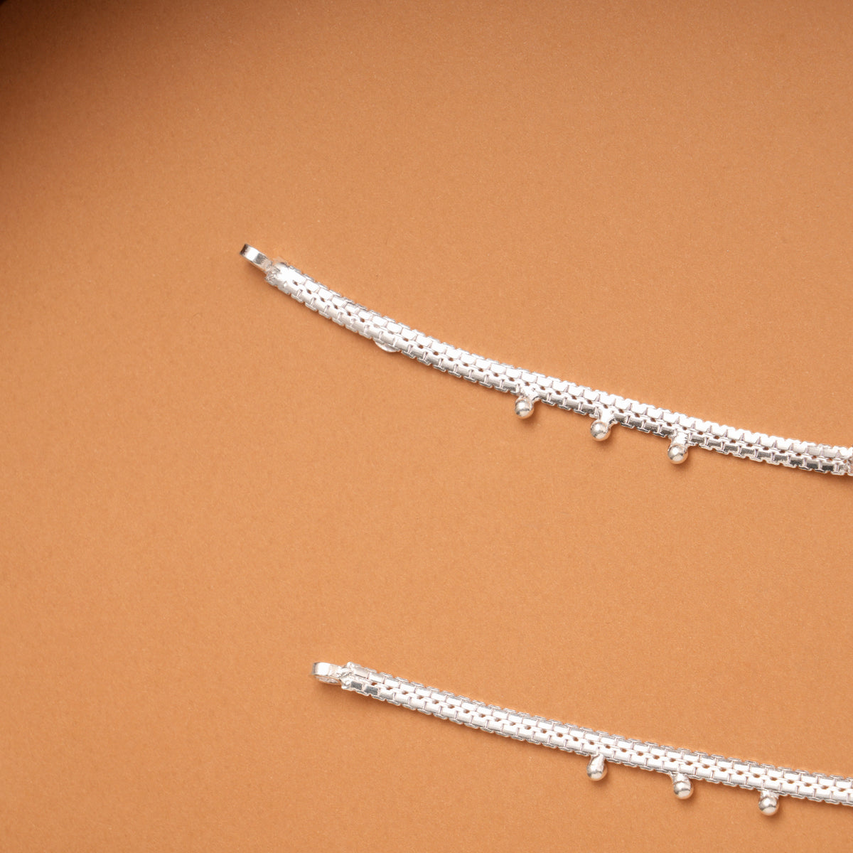 Triple Beaded Enamel Silver Anklets