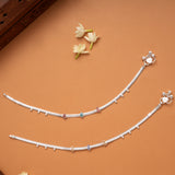 Triple Beaded Enamel Silver Anklets