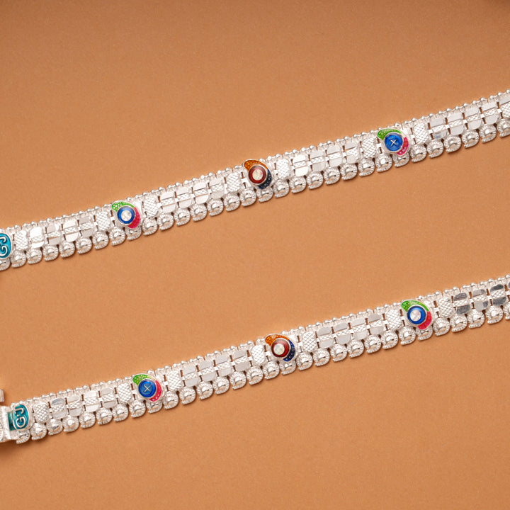 Trendy Triple Color Enamel Silver Baby Anklets