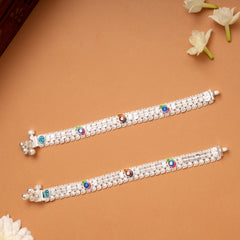 Trendy Triple Color Enamel Silver Baby Anklets
