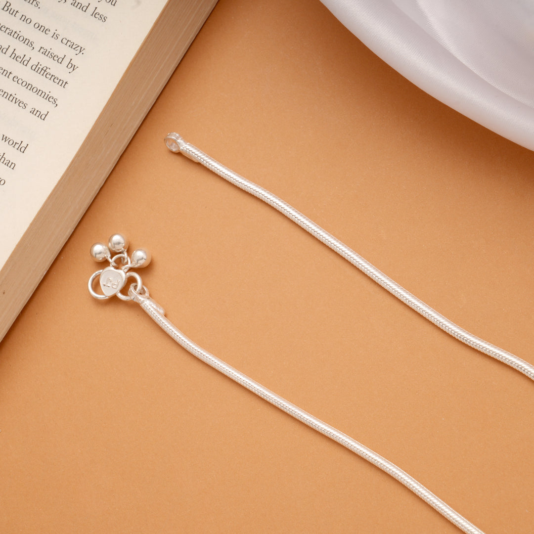 Signature Floral Enamel Pattern Silver Anklets