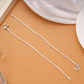 Signature Floral Enamel Pattern Silver Anklets