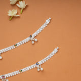 Colourful Floral Bell Drop Silver Anklets