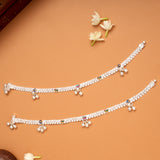 Colourful Floral Bell Drop Silver Anklets