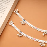 Multicolour Enamel Floral Beaded Silver Anklets