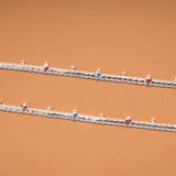 Lovely Heart Design Enamel Silver Anklets