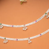 Trendy Colorful Enamel Silver Anklets