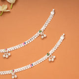 Trendy Colorful Enamel Silver Anklets