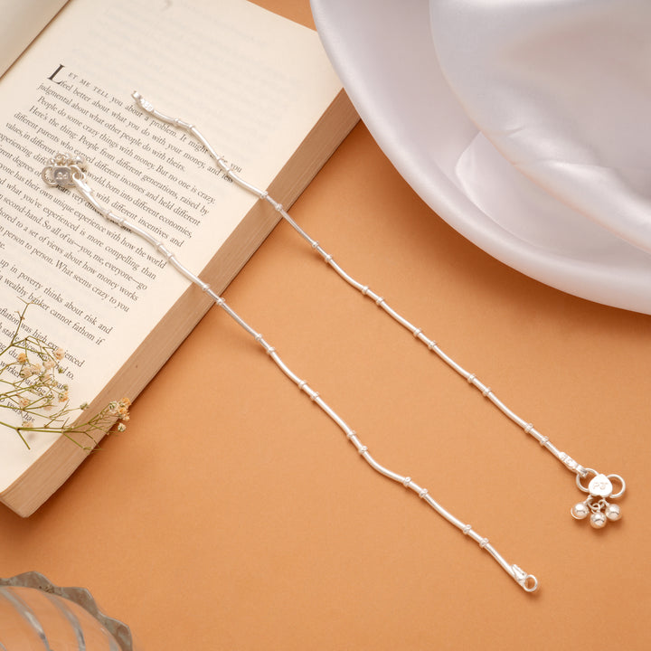 Modern Multicolour Enamel Drops Silver Anklets