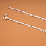 Colorful Enamel Heart Design Silver Anklets