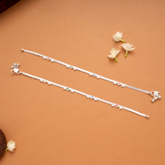 Colorful Enamel Heart Design Silver Anklets